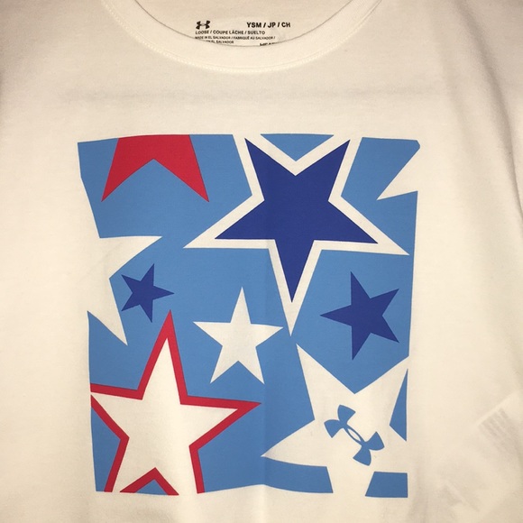 ♦️NWT Under Armour Americans Stars patriotic cropped Tee - Picture 5 of 5